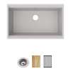 Quartz Classic 33" X 22" X 9-1/2" Single Bowl Undermount Workstation Sink 4Pc Kit Greystone, ELGRU13322WOGS0