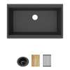Quartz Classic 33" X 22" X 9-1/2" Single Bowl Undermount Workstation Sink 4Pc Kit Matte Black, ELGRU13322WOMB0
