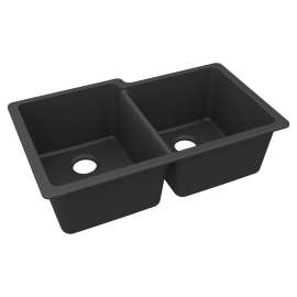 Quartz Classic 33" X 20-1/2" X 9-1/2" Double Bowl Undermount Sink, Matte Black, ELGU250RMB0