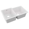 Quartz Classic 33" X 20-1/2" X 9-1/2" Offset Double Bowl Undermount Sink White, ELGU250RWH0