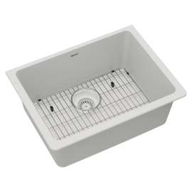 Quartz Classic 24-5/8" X 18-1/2" X 9-1/2" Single Bowl Undermount Sink Kit White, ELGU2522WH0C