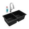 Quartz Classic 33" X 18-1/2" X 9-1/2" Equal Double Bowl Undermount Sink Kit With Filtered Faucet Black, ELGU3322BK0FLC