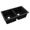 Quartz Classic 33" X 18-1/2" X 9-1/2" Equal Double Bowl Undermount Sink Black, ELGU3322BK0