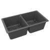 Quartz Classic 33" X 18-1/2" X 9-1/2", Equal Double Bowl Undermount Sink Kit, Graphite, ELGU3322GT0C
