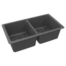 Quartz Classic 33" X 18-1/2" X 9-1/2", Equal Double Bowl Undermount Sink Kit, Graphite, ELGU3322GT0C