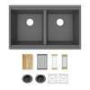 Quartz Classic 33" X 22" X 9-1/2" Equal Double Bowl Undermount Workstation Sink Kit Graphite, ELGU3322WGT0