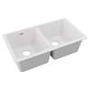 Quartz Classic 33" X 18-1/2" X 9-1/2" Equal Double Bowl Undermount Sink White, ELGU3322WH0