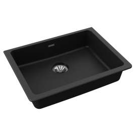 Quartz Classic 25" X 18-1/2" X 5-1/2" Single Bowl Undermount Ada Sink With Perfect Drain(R) Black, ELGUAD2519PDBK0