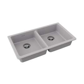 Quartz Classic 33" X 18-1/2" X 5-1/2" Double Bowl Undermount Ada Sink With Perfect Drain(R) Greystone, ELGUAD3319PDGS0