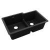 Quartz Classic 33" X 20-1/2" X 9-1/2" Offset 60/40 Double Bowl Undermount Sink With Aqua Divide Black, ELGULBO3322BK0