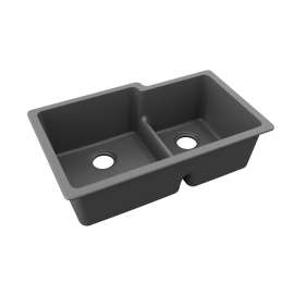 Quartz Classic 33" X 20-1/2" X 9-1/2" Double Bowl Undermount Sink With Aqua Divide Graphite, ELGULBO3322GT0