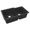 Quartz Classic 33" X 20-1/2" X 9-1/2" Double Bowl Undermount Sink With Aqua Divide, Matte Black, ELGULBO3322MB0