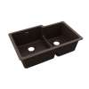 Quartz Classic 33" X 20-1/2" X 9-1/2" Offset 60/40 Double Bowl Undermount Sink With Aqua Divide Mocha, ELGULBO3322MC0