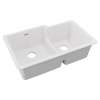 Quartz Classic 33" X 20-1/2" X 9-1/2" Offset 60/40 Double Bowl Undermount Sink With Aqua Divide White, ELGULBO3322WH0