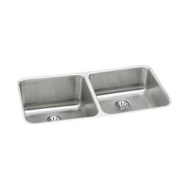 Lustertone Classic Stainless Steel 30-3/4" X 18-1/2" X 10" Equal Double Bowl Undermount Sink With Right Perfect Drain(R), ELUH311810RPD