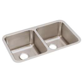 Lustertone Classic Stainless Steel 30-3/4" X 18-1/2" X 10" Equal Double Bowl Undermount Sink, ELUH311810