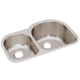 Lustertone Classic Stainless Steel 31-1/4" X 20" X 10" Offset 40/60 Double Bowl Undermount Sink, ELUH311910L