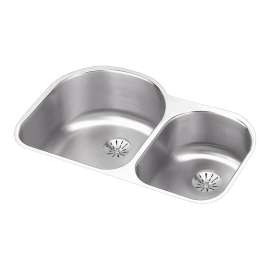 Lustertone Classic Stainless Steel 31-1/4" X 20" X 10" Offset 60/40 Double Undermount Sink W/Perfect Drain(R), ELUH311910RPD