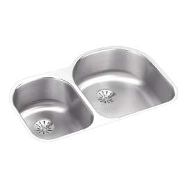 Lustertone Classic Stainless Steel 31-1/4" X 20" X 7-1/2" Offset 40/60 Double Undermount Sink W/Perfect Drain(R), ELUH3119LPD