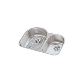 Lustertone Classic Stainless Steel 31-1/4" X 20" X 7-1/2" Offset 60/40 Double Bowl Undermount Sink Kit, ELUH3119RDBG