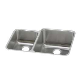 Lustertone Classic Stainless Steel 30-3/4" X 21" X 9-7/8" Offset 40/60 Double Bowl Undermount Sink, ELUH3121L