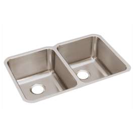 Lustertone Classic Stainless Steel 31-1/4" X 20" X 9-7/8" Equal Double Bowl Undermount Sink, ELUH322010