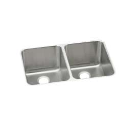 Lustertone Classic Stainless Steel 31-1/4" X 20" X 7-7/8" Equal Double Bowl Undermount Sink, ELUH3220