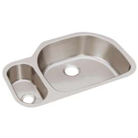 Lustertone Classic Stainless Steel 31-1/2" X 21-1/8" X 7-1/2" 30/70 Offset Double Bowl Undermount Sink, ELUH3221L