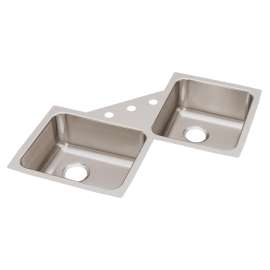 Lustertone Classic Stainless Steel 32" X 32" X 7-7/8" Equal Double Bowl Corner Sink, ELUH3232