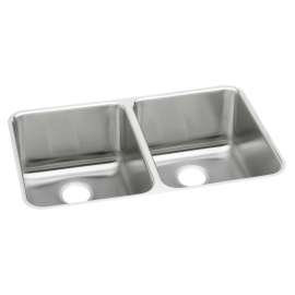 Lustertone Classic Stainless Steel 35-3/4" X 18-1/2" X 10" Equal Double Bowl Undermount Sink, ELUH361710