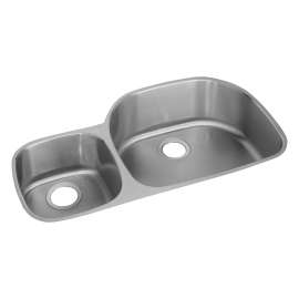 Lustertone Classic Stainless Steel 36-1/4" X 21-1/8" X 10" 40/60 Double Bowl Undermount Sink, ELUH362110L