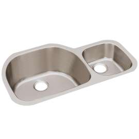 Lustertone Classic Stainless Steel 36-1/4" X 21-1/8" X 10" 60/40 Double Bowl Undermount Sink, ELUH362110R