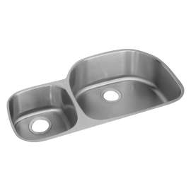 Lustertone Classic Stainless Steel 36-1/4" X 21-1/8" X 7-1/2" Offset 40/60 Double Bowl Undermount Sink, ELUH3621L