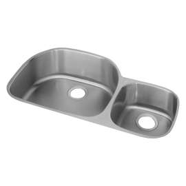 Lustertone Classic Stainless Steel, 36-1/4" X 21-1/8" X 7-1/2" 60/40 Double Bowl Undermount Sink, ELUH3621R