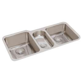 Lustertone Classic Stainless Steel 40" X 20-1/2" X 9-7/8" Triple Bowl Undermount Sink Kit, ELUH4020DBG