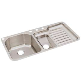 Lustertone Classic Stainless Steel 41-1/2" X 20-1/2" X 9-1/2" 40/60 Double Bowl Undermount Sink, ELUH4221L