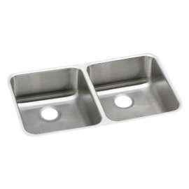 Lustertone Classic Stainless Steel, 30-3/4" X 18-1/2" X 4-7/8" Equal Double Bowl Undermount Ada Sink, ELUHAD311850