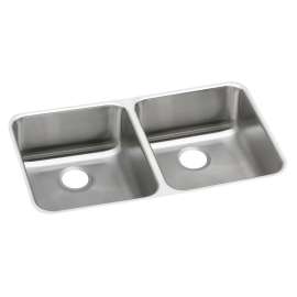 Lustertone Classic Stainless Steel 31-3/4" X 16-1/2" X 4-3/8" Equal Double Bowl Undermount Ada Sink, ELUHAD321645