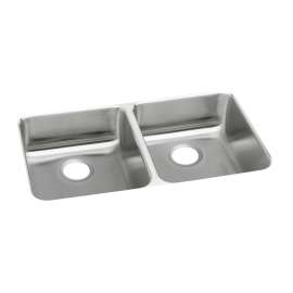 Lustertone Classic Stainless Steel, 35-3/4" X 18-1/2" X 4-3/8" Equal Double Bowl Undermount Ada Sink, ELUHAD361845