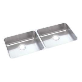 Lustertone Classic Stainless Steel, 41-3/4" X 18-1/2" X 5-3/8" Equal Double Bowl Undermount Ada Sink, ELUHAD421855