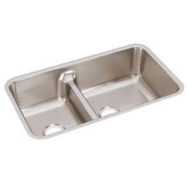 Lustertone Classic Stainless Steel 32-1/16" X 18-1/2" X 9" 40/60 Double Bowl Undermount Sink With Aqua Divide, ELUHAQD32179