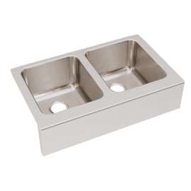 Lustertone Classic Stainless Steel 33" X 20-1/2" X 10" Equal 0-Hole Double Bowl Farmhouse Sink, ELUHF332010