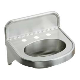 Stainless Steel 18" X 17-1/16" X 5-9/16" Wall Hung 0-Hole Lavatory Sink, ELV18170