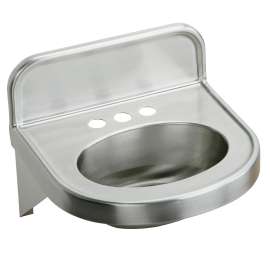 Stainless Steel 18" X 17-1/16" X 5-9/16" Wall Hung Cs3-Hole Lavatory Sink, ELV1817CS3