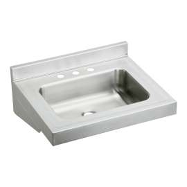 Stainless Steel 22" X 19" X 5-1/2" Wall Hung 3-Hole Lavatory Sink, ELV22193