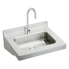 Stainless Steel 22" X 19" X 5-1/2" Wall Hung Lavatory Sink Kit W/Sensor Faucet + Thermostatic Mixing Valve, ELV2219SACTMC