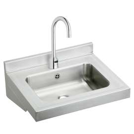 Stainless Steel 22" X 19" X 5-1/2" Wall Hung Lavatory Sink Kit W/Semspr Faucet And Overflow, ELVWO2219SACC