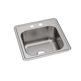 Celebrity Stainless Steel 20" X 20" X 10-1/8" 2-Hole Single Bowl Drop-In Laundry Sink, ESE2020102