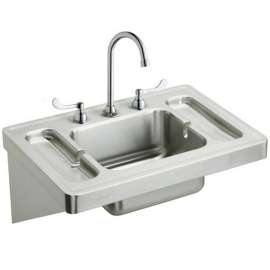 Stainless Steel 28" X 20" X 7-1/2" Wall Hung Lavatory Sink Kit, ESLV2820W4C