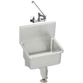 Stainless Steel 23" X 18-1/2" X 12 Wall Hung Service Sink Kit W/Bucket Hook And P-Trap, ESSW2319C